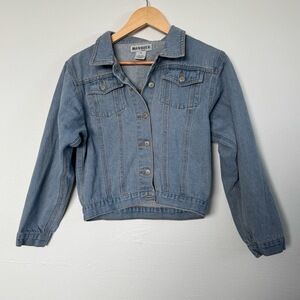 Vintage Y2K Blue Issue Denim Jacket Womens M Cropped 90s Grunge‎ Indie Americana